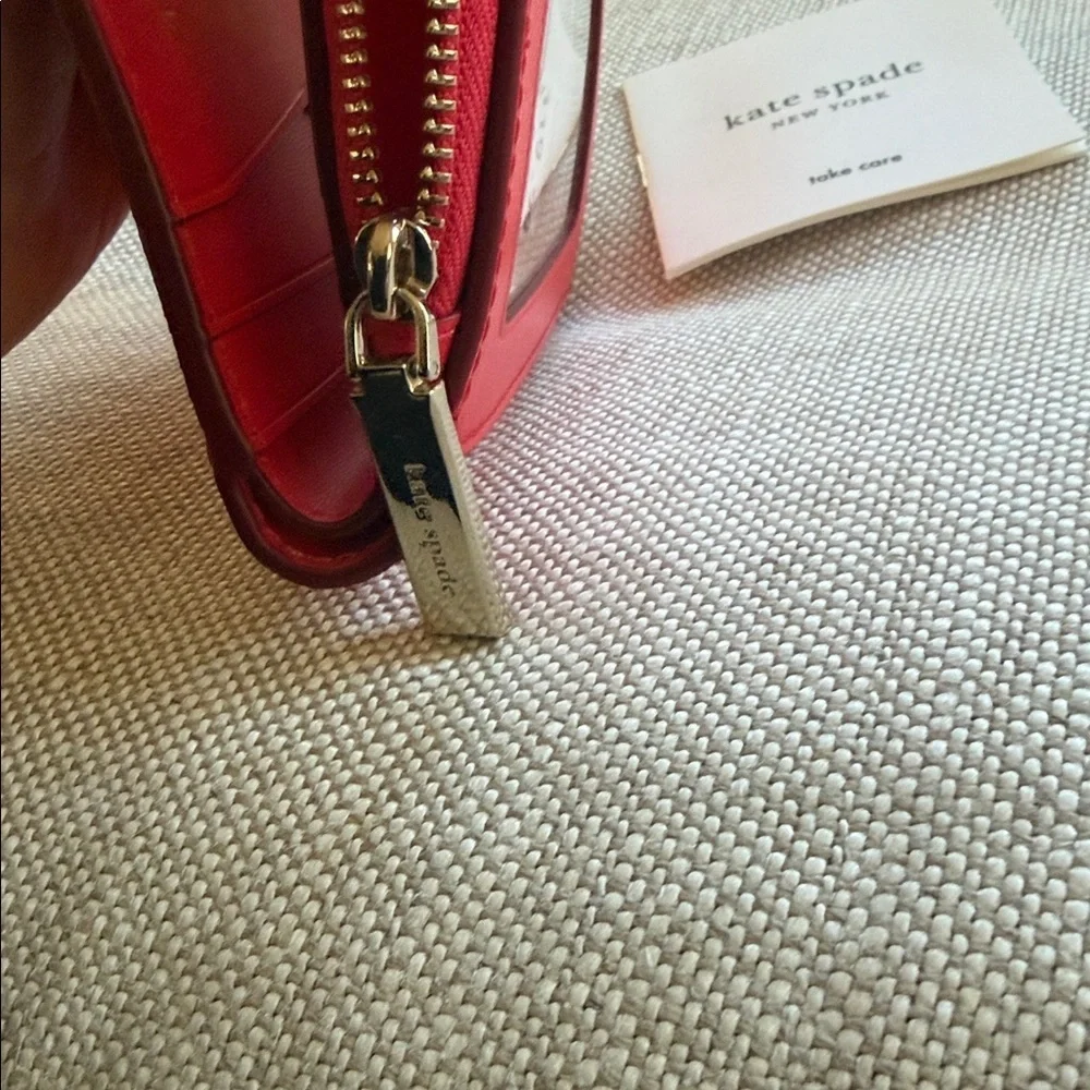 Kate Spade Sm Zip Bifold Wallet, Staci, Digital Red (648), Style WLR00143, NWT